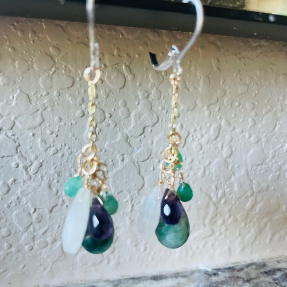 Sundance Emerald Amethyst moonstone earrings - Picture 3 of 7